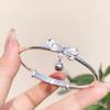 Pulseira Fofa Doce de Sino com Laço Pequena Fresca Princesa em Grande Pulseira de Prata Presente para Namorada Estudante