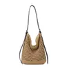 Bolso de Hombro de Algodón Tejido de Gran Capacidad Yuezi, Nuevo Bolso Tote de Malla Hueca, Bolso de Playa para Vacaciones en la Costa, Bolso para Mujer