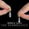 Pendientes de una pieza estilo vintage usado, dos formas de llevar, forma de lágrima plateada, estilo genial personalizado, accesorios para la oreja de sensación simple y de alta gama