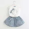 Traje de Verano Tendencia Verano Nuevo Estilo Coreano Moda para Niñas Chica de Ballet Chaleco Superior + Pantalones Cortos Traje de Dos Piezas