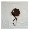 Chapéu de Lã Cor Sólida Simples Estilo Coreano Chapéu de Tricô com Proteção para Orelhas Estilo Universitário Chapéu de Lã com Cordão de Proteção para Orelhas Versátil