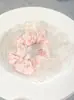 Elástico de Cabelo Scrunchie Listrado com Renda Estilo Coreano para Mulheres, Acessório de Cabelo Suave e Elegante, Elástico de Cabelo Scrunchie Estilo Coreano