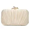 Nova bolsa de mão plissada de cetim transfronteiriça europeia e americana, bolsa de noite, bolsa de corrente feminina, elegante bolsa de noite para casamento