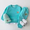 Estilo coreano bebê roupas infantis moda filhotes crewneck moletom esportes calças bonito casual terno infantil terno de outono