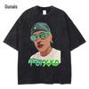 Amazon americana retrô pesada manga curta camiseta masculina verão lavado angustiado marca de moda oversize meia manga
