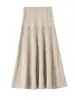 Saia de Tricô Feminina 2026 Nova Casual Cintura Alta Emagrecedora Casual Drapeada Bodycon Saia Longa Evasê A13580