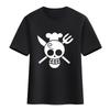 Nueva camiseta de One Piece Anime bidimensional para hombre y mujer, camiseta de verano de algodón de manga corta con la bandera de calavera pirata de Luffy Solon