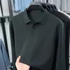 Camisa polo de alta calidad con capa de aire para hombre, colección otoño 2026, camiseta casual de manga larga de color liso con cuello camisero para hombre
