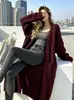 En Stock Más Vendido Nuevo Estilo Perezoso Otoño e Invierno Abrigo Suéter Largo para Mujer, Cárdigan de Punto de Manga Larga Holgado y Versátil