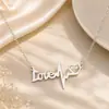 Collar de Plata de Ley S925 Electrocardiograma de Amor para Mujer, Colgante de Letra Corazón, Cadena para Clavícula, Cadena de Cuello Elegante, Regalo para Novia