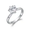 Anillo de Plata de Ley S925 con Moissanita de Seis Garras, Elegante y Exquisito Regalo para Mujer para Compromiso, Boda, Día de San Valentín, Fábrica de Joyería