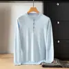 Suéter de malha com gola henley, mistura fina de lã sintética, novo estilo primavera e outono, para homens, camada base de moda business de luxo leve