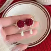 Aretes de Terciopelo Rojo Vino con Lentejuelas para Año Nuevo para Mujer, Aretes Elegantes y con Estilo, Nuevo Artículo de Moda Caliente 2025