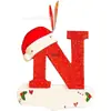 Iniciales Navideñas con Decoración de Letra de Gorro Rojo, Decoración Colgante Navideña DIY, Colgante Personalizado Regalos
