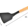 Set de Utensilios de Cocina de Silicona con Mango de Madera Mango de Haya Pala de Silicona Cuchara para Sopa Más Brocha para Aceite Agarre para Polvo Cocina Juego de Utensilios de Cocina