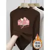 Ropa interior térmica de forro polar para niñas, cuello medio alto, estampado de dibujos animados, capa interior cálida, top de forro polar cepillado para niños, ropa para niños, manga larga