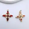Pingente Cruz com Padrão de Zircônia Micro-incrustada em Cobre que Preserva a Cor Acessórios de Joalheria para Brincos Colares Grampos de Cabelo Borlas DIY Feitos à Mão