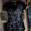 Aliexpress Moda Verão Nova Estilo Gótico Camiseta com Estampa na Frente e nas Costas Decote V Feminina Sexy Slim-Fit Manga Curta