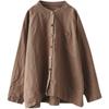 Camisa Retro de Algodón y Lino para Mujer Primavera y Otoño 2026, Corte Holgado Artístico, Cuello Campana, Manga Larga, Top Versátil