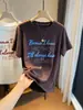 Camiseta de Manga Corta para Mujer con Terciopelo Acanalado, Tejido Espeso Cepillado, Bordado de Letras 3D, Top Casual Versátil, Nuevo Lanzamiento Primavera Temprana 2026