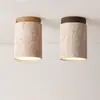 Lámpara de Pasillo Retro Amarilla de Travertino Espectro Completo Protección Ocular Estilo Japonés Wabi-sabi Lámpara para Dormitorio Estudio Accesorio de Iluminación Hierro
