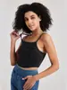 Camisola de Mezclilla Tejida Personalizada para Mujer, Alta Elasticidad, Adelgazante, Moderna, Retro, Top Ajustado de Yoga Fitness