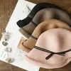 Chapéu de Palha Estilo Hepburn Feminino Simples Retrô Dobrável Chapéu Bacia Laço Artístico Pescador Chapéu de Sol Casual Fresco