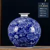 Vaso Pequeno de Porcelana Azul e Branca Antigo Jingdezhen Cerâmica Clássica Chinesa Arranjo de Flores Sala de Estar Gabinete de Vinho Sala de Chá Ornamentos