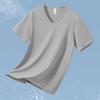 Playera Modal de Manga Corta para Hombre de Secado Rápido, Seda de Hielo Fresca, Top de Cuello en V Fresco, Antibacterial, Antiácaros, Camiseta Básica de Verano de Media Manga