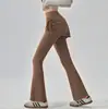 Pantalones de yoga de dos piezas falsos para mujer, de cintura alta, control de abdomen, cordón, leggings de fitness, entrenamiento de Pilates, deportes, pantalones ligeramente acampanados, adecuados para primavera y otoño