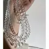 Colar de Vidro de Cristal Branco Gélido de Verão Alta Transparência Versátil Simples Corrente de Clavícula com Contas Redondas Luxo Leve Colar com Corrente de Extensão Feminino