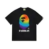 Atacado transfronteiriço verão 2026 nova marca da moda BAPE Camiseta com estampa clássica de macaco, camiseta unissex de manga curta