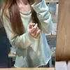 Camiseta de manga larga fina semitransparente rosa claro de Tencel para mujer, casual de verano, corte holgado con bordes enrollados, adecuada para usar sobre el aire acondicionado