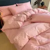 Conjunto de Quatro Peças Espesso Escovado 100% Algodão Lençol Capa de Edredom Conjunto de Três Peças para Dormitório de Estudante Saia de Cama Capa de Edredom Conjunto de 4 Peças