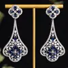 Pendientes Exagerados Estilo Coreano para Rostros Redondos, Pendientes Largos con Borlas y Flores que Hacen que el Rostro Parezca Más Delgado, Pendientes de Zirconia Lujosos en el Mismo Estilo que He Chaohxin