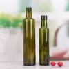 Fabricantes de botellas de vidrio al por mayor botella de 500ml para té aceite de oliva botella de aceite de nuez botella de aceite de sésamo botella verde oscuro para salsa vinagre botella vacía