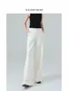 Jeans Blancos de Cintura Alta de Pierna Ancha de Moda Imprescindibles/Estilo Diseñador para Mujer, Pantalones Sueltos de Largo Hasta el Suelo, Estilo de Moda Primavera 2026