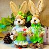 Presente Coelho de Palha 35cm Decoração de Páscoa Figura Fofa Coelho Lembrança Prêmio Pequeno Presente de Aniversário