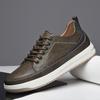 Sapatos Masculinos 2025 Novo Outono Couro Genuíno Sapatos Casuais Versátil Tendência Esportivo Preto Sapatos de Homem de Negócios