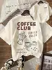 Camiseta Casual Cómoda de Manga Corta con Estampado de Café Helado y Sol, Talla Europea Transfronteriza, Camiseta Casual de Verano para Mujer