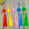 Nó Chinês Pingente Tassel DIY Artesanal Tecido Fio Vermelho Estilo Chinês Característica Borda Dourada Ornamento Charme