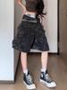Jeans de Herramienta Camuflaje Multibolsillos Estilo Retro Talla Grande para Mujer Diseño de Calle Alto Sentido Rectos Sueltos Atajo Pantalones de Moda