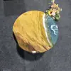 Nuevo Balcón Estilo Chino Mesa Redonda Pequeña Mesa de Café de Madera Maciza Mesa de Comedor Arte Creativo de Empalme con Resina Epoxi Mesa de Café para Té con Leche