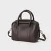 Bolsa transversal de luxo leve para mulheres, bolsa de ombro pequena e leve, bolsa de celular de couro genuíno, bolsa quadrada pequena simples e estilosa, bolsa tipo Boston