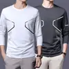 Camiseta deportiva casual para hombre de manga larga con estampado, moderna para adolescentes, adecuada para todas las estaciones, cuello redondo, top básico de manga larga