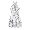Ropa de Mujer Estilo Resort Europeo y Americano Transfronteriza, Vestido de Verano Estilo Francés Elegante de Cuello Halter con Lazo en la Espalda, Línea A de Cintura Alta con Lunares