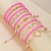 Nuevo Pulsera Elástica Apilada Rosa Moda Estilo Vaquero Occidental Decorada a Mano con Cuentas de Letras de Arcilla Blanda para Mujeres