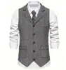 Traje Casual de Chaleco para Hombre Nueva Colección Primavera 2026 Talla Europea Chaleco Retro con Solapa y Cadena para Hombre