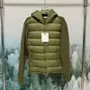 Jaqueta de algodão com capuz, mangas de tricô quentes emendadas, estilo minimalista para o dia a dia, com bolsos com zíper em ambos os lados, para homens e mulheres, marca M.