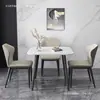 Mesa de Comedor Cuadrada de Losa de Roca Brillante Importada de Italia para Apartamento Pequeño, Mesa de Recepción Casual para Negociaciones, Mesa de Comedor para Hogar de Celebridad de Internet